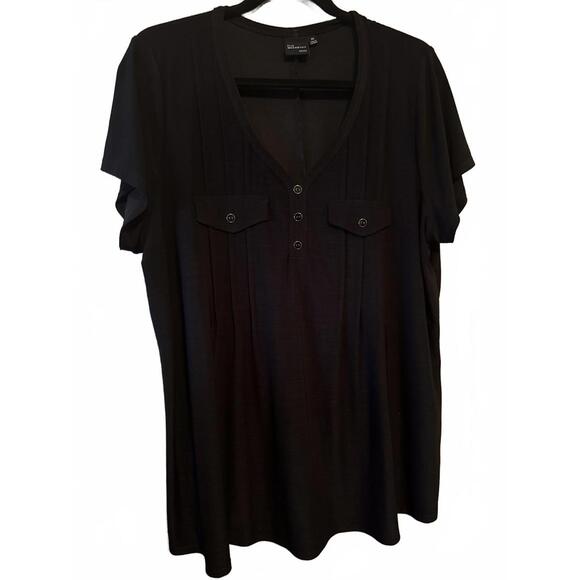 Elie Mccarthy Women's Black V-Neck Tunic Top Size 2X - Picture 3 of 9